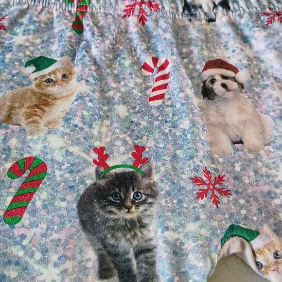 Christmas Dog & Cat Fleece Leggings | Cozy Holiday S/M - Picture 3 of 8